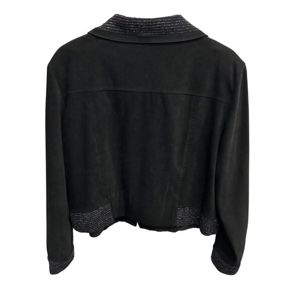 Vintage Nancy Bolen Black Rhinestone Zip Up Jacket Shimmering Trim Sz Large - Picture 2 of 9